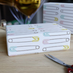 Diaper Safety Pins Baby Shower Wrapping Paper