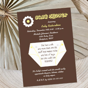 Diaper Second Baby Neutral Shower Invitation