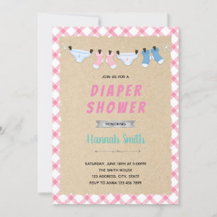 Diaper shower girl theme Invitation
