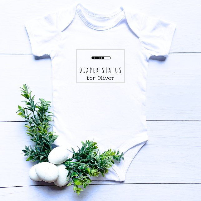 Diaper Status Loading Funny Baby's Name Baby Bodysuit (Creator Uploaded)