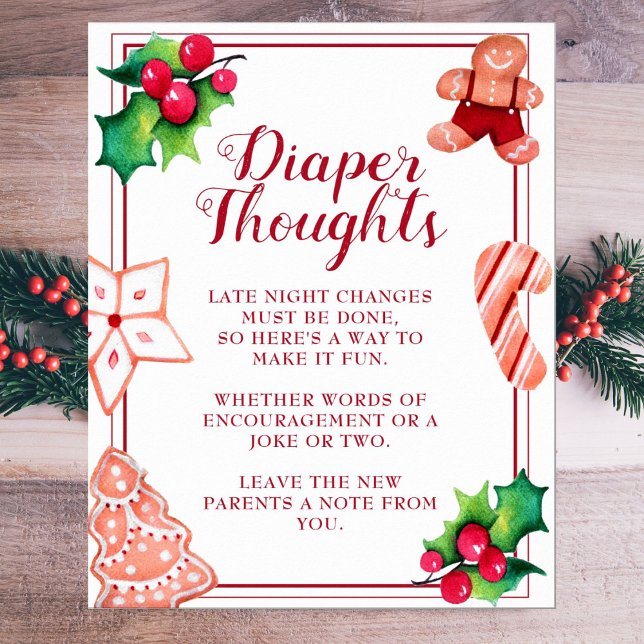 Diaper Thoughts Christmas Baby Shower Sign (Creator Uploaded)