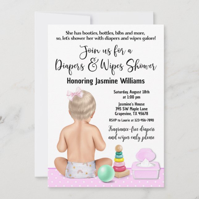 Diapers and Wipes Baby Shower Invitation (Front)