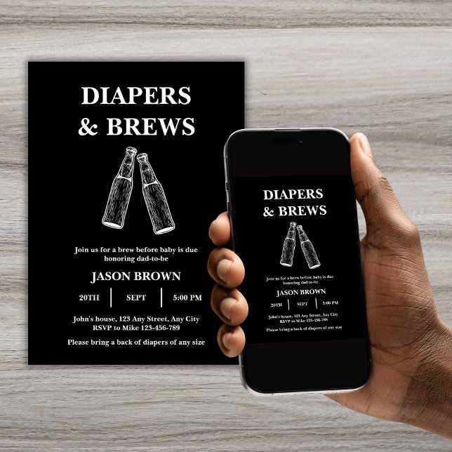 Diapers & Brews Party Men's Baby Shower Invitation (Diapers & Brews Party Man Baby Shower Invitation)
