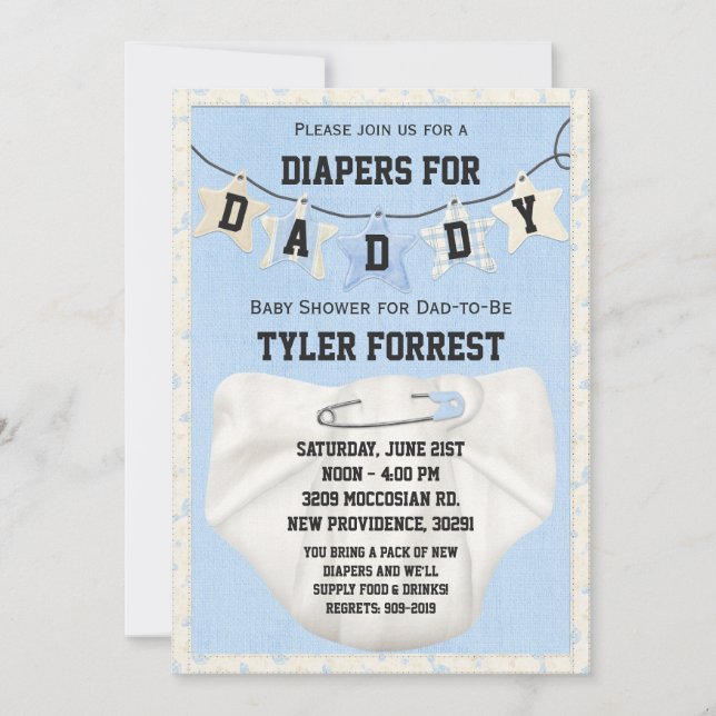 Diapers for Daddy Baby Shower Invitation (Front)