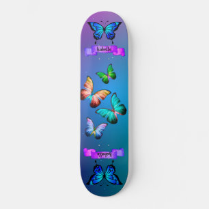 Diaphanous Butterflies Aqua Dragonfly  Mandala   S Skateboard