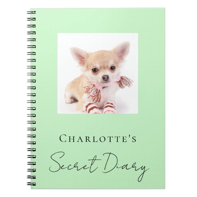 Diary dog pet photo mint green notebook (Front)