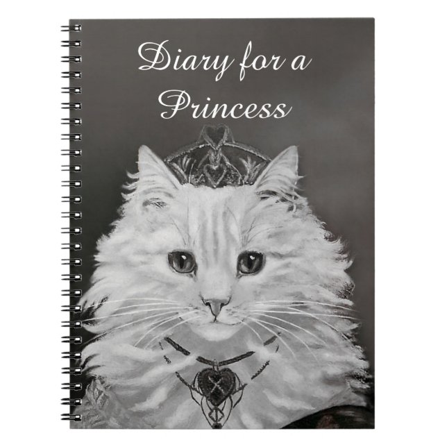 Diary for a Princess - Cat Queen of Hearts Spiral Notebook (Front)