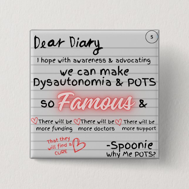 Diary of a Spoonie 15 Cm Square Badge (Front)
