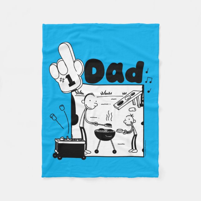 Diary Of A Wimpy Kid Frank And Greg Bbq Fathers Fleece Blanket (Front)