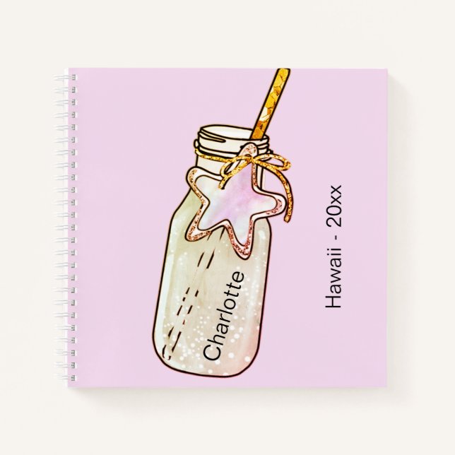 Diary summer blush pink jar bottle name notebook (Front)
