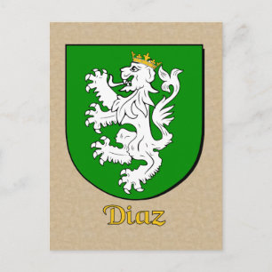 Diaz Family Heraldic Shield Postcard