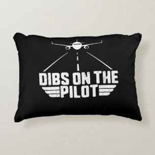 Dibs On  Pilot Aviation Aircraft Plane Girlfriend Decorative Cushion
