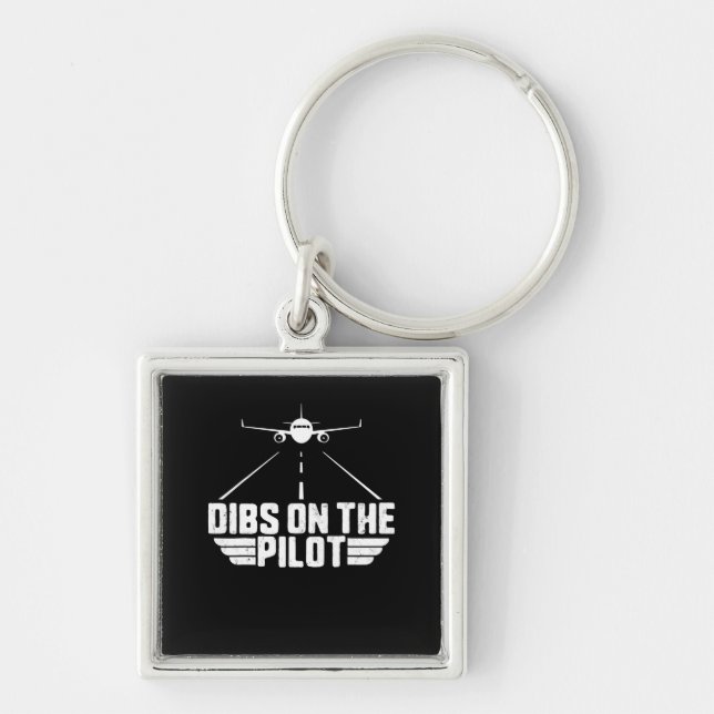 Dibs On  Pilot Aviation Aircraft Plane Girlfriend Key Ring (Front)