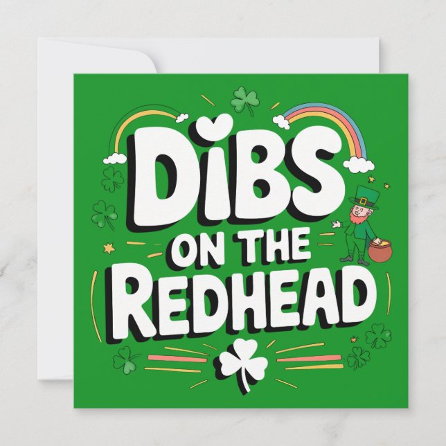 Dibs On The Redhead Funny St Patrick's Day Invitation (Front)