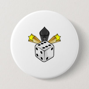 Dice at Poker with Spades & Stars 7.5 Cm Round Badge