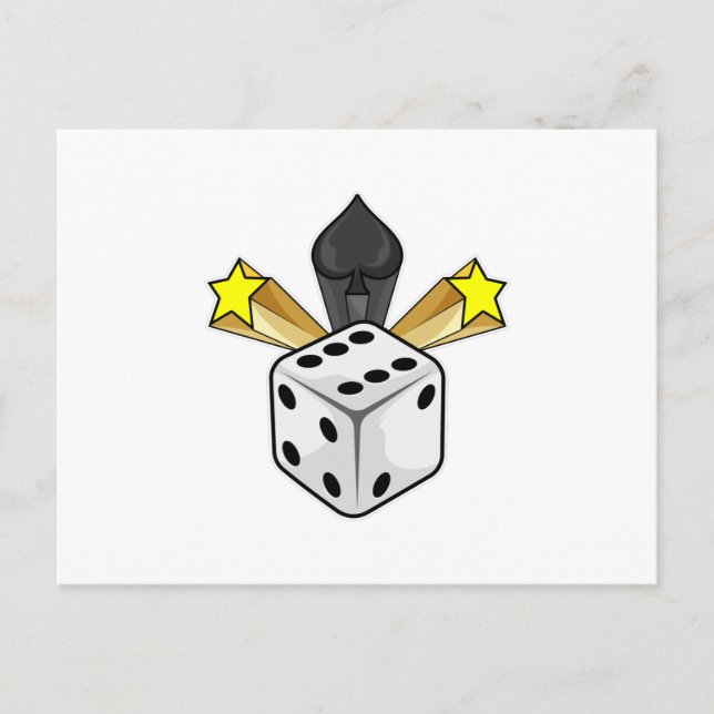 Dice at Poker with Spades & Stars Postcard (Front)