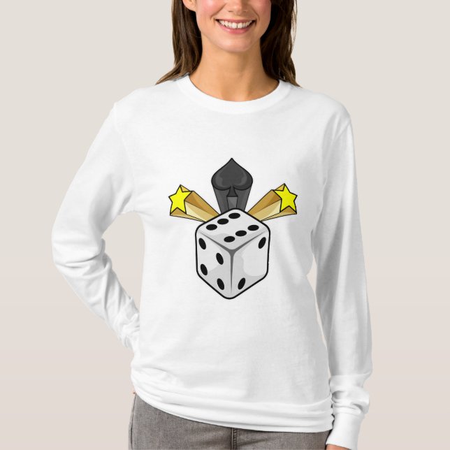 Dice at Poker with Spades & Stars T-Shirt (Front)