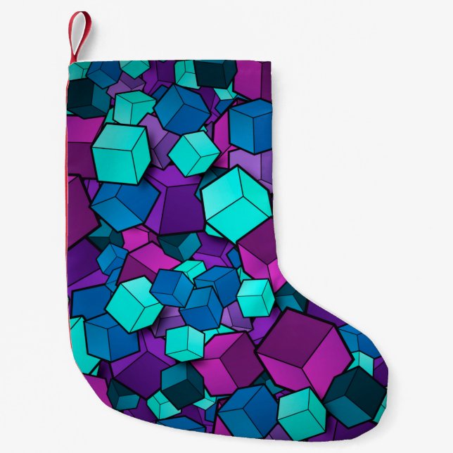 Dice background multicoloured d small christmas stocking (Front)