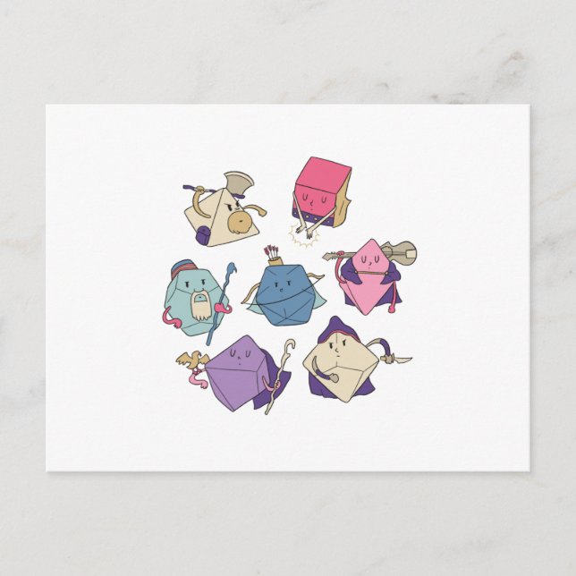Dice characters postcard (Front)