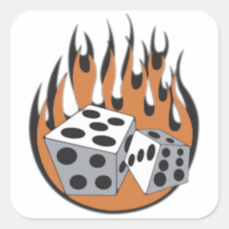 Dice Flames Square Sticker