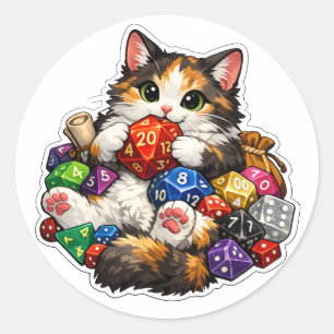 Dice Hoarding Cat Sticker Cute RPG Dice Goblin C