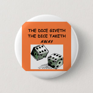 dice joke 6 cm round badge