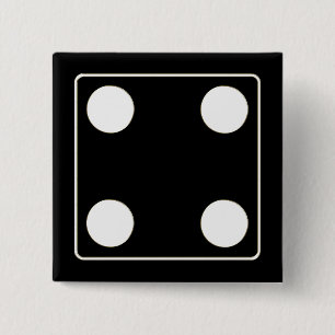 DICE numbers of pips white 4 + your backgr. 15 Cm Square Badge