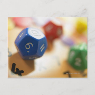 Dice on math game postcard