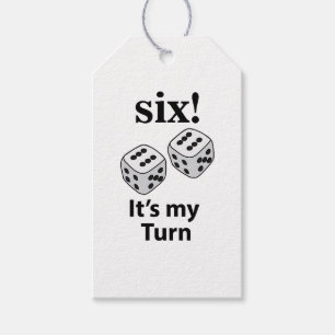 Dice Rolling Six It's My Turn Roll Dice Gift Tags