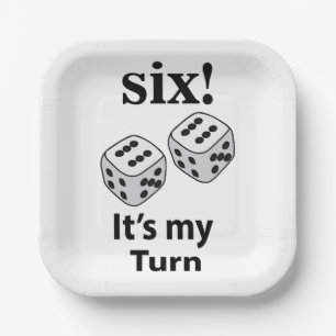Dice Rolling Six It's My Turn Roll Dice Party Paper Plate