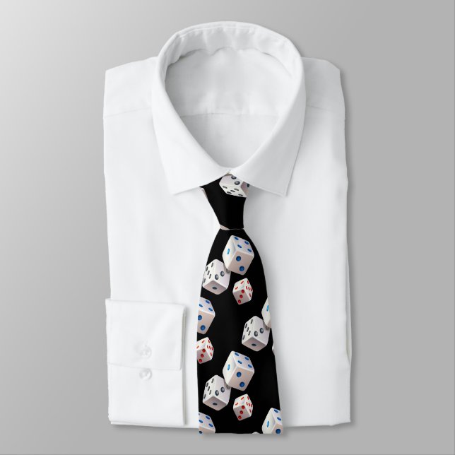 Dice With Colourful Dots On Black Tie (Tied)