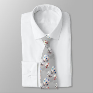 Dice With Colourful Dots On Grey Tie