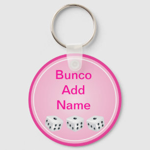 dice with pink circle customisable key ring