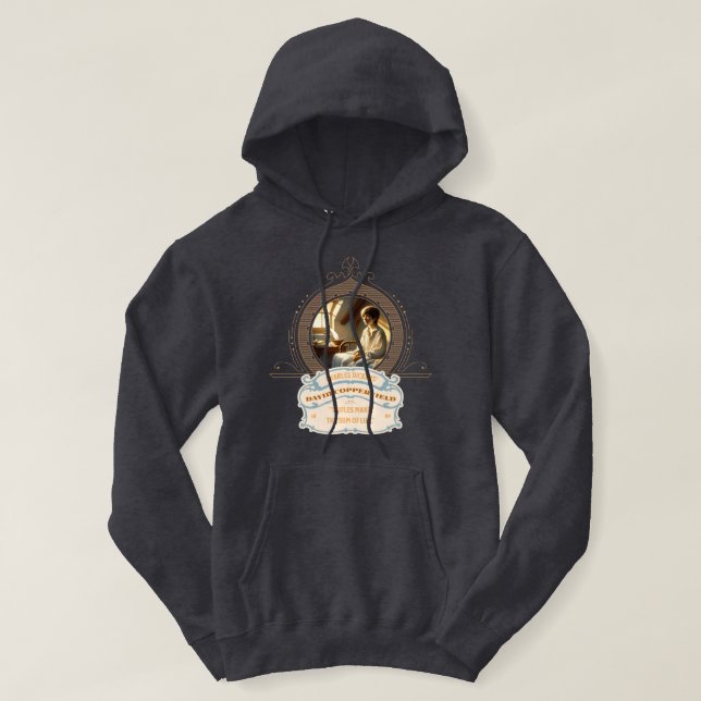 Dickens' Copperfield Quote Gold Blue Hoodie (Design Front)