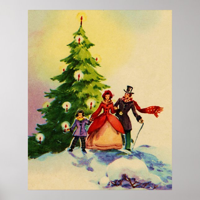 Dickens style Christmas illustration Poster (Front)