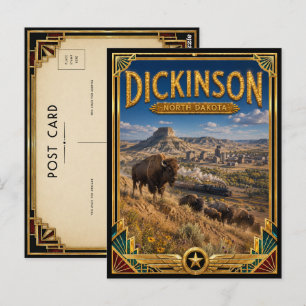 Dickinson North Dakota Vintage Art Deco Golden Age Postcard
