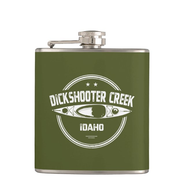 Dickshooter Creek Idaho Kayaking Hip Flask (Front)
