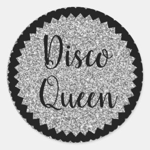 Dico Queen Silver Glitter Classic Round Sticker