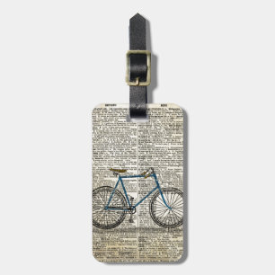 DICTIONARY Art Print Blue Bicycle Bike Vintage Luggage Tag