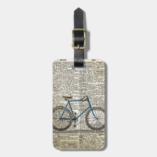 DICTIONARY Art Print Blue Bicycle Bike Vintage Luggage Tag
