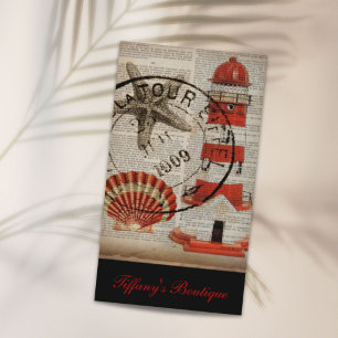 dictionary coastal seashell lighthouse nautical business card