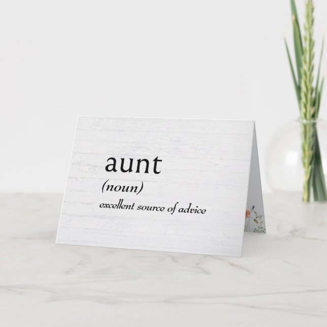 Dictionary Definition For AUNT Card (Front)