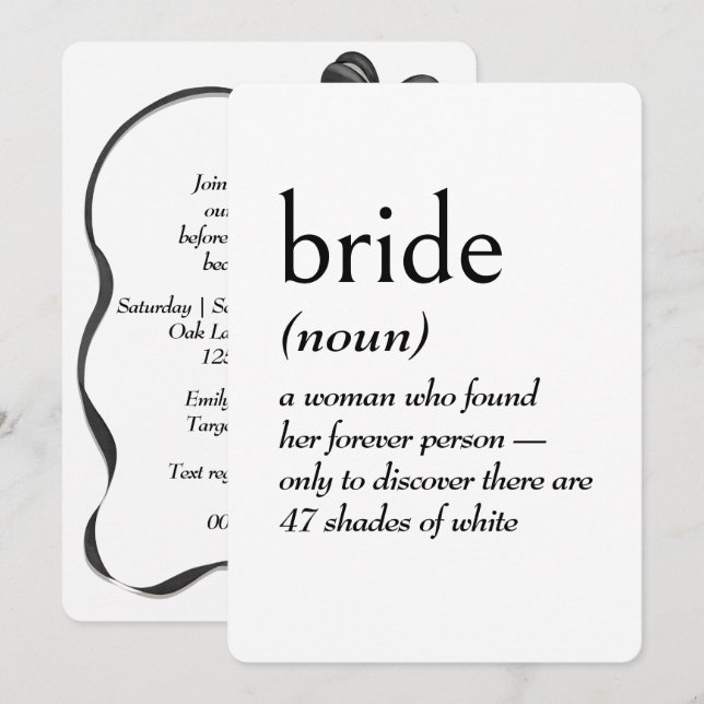 Dictionary Definition for BRIDE Invitation (Front/Back)