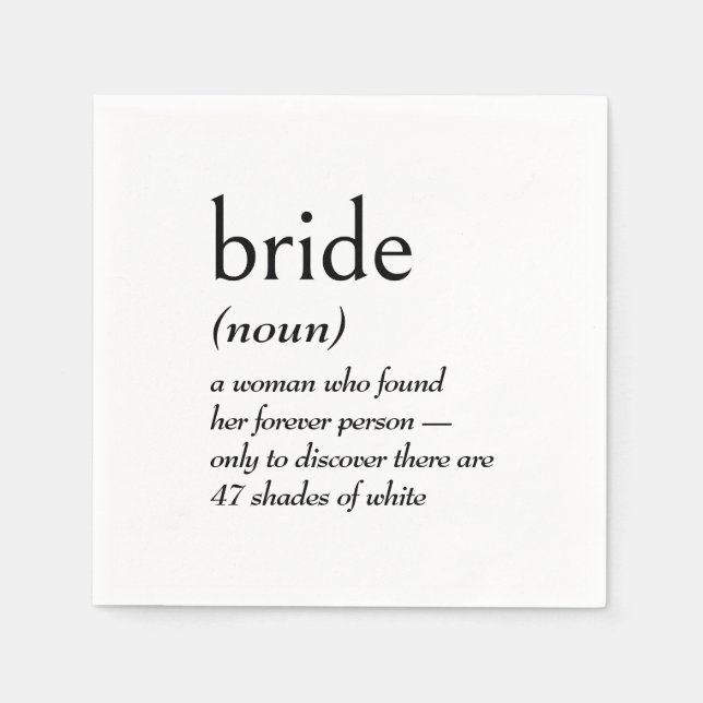 Dictionary Definition for BRIDE Napkin (Front)