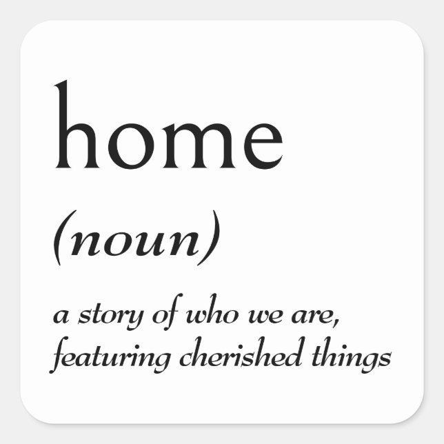 Dictionary Definition for HOME Square Sticker (Front)