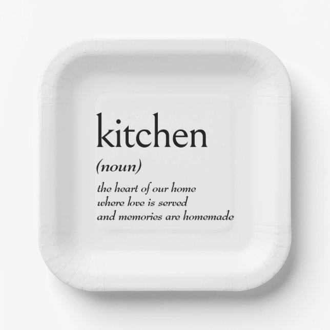 Dictionary Definition For KITCHEN Paper Plate (Front)