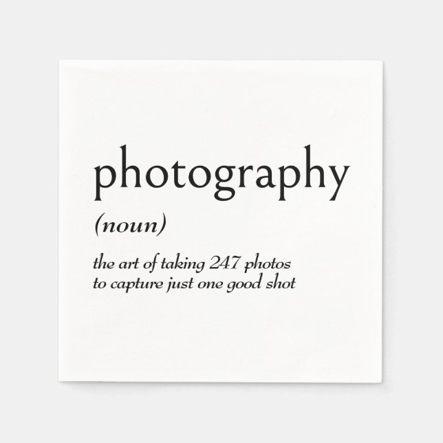 Dictionary Definition for PHOTOGRAPHY Napkin (Front)