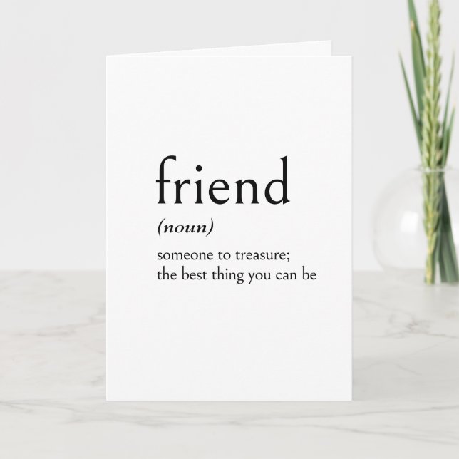 Dictionary Definition of a Friend Card (Front)