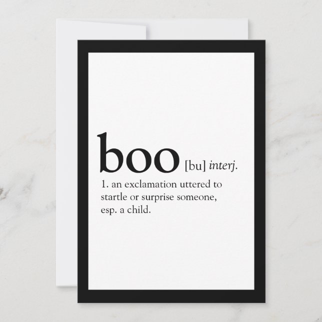 Dictionary definition of boo Halloween invitation (Front)