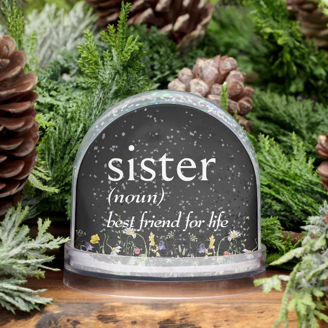 Dictionary Definition of SISTER With Wildflowers Snowglobe (Winter)